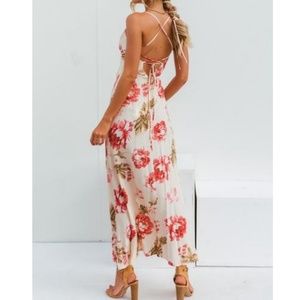 Dresses - Floral maxi strappy crisscross back dress Dresses - Floral maxi strappy crisscross back dress